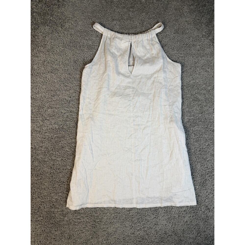 C&C California Dress Womens L Beige Halter Shift Sundress Linen Rayon Keyhole - Picture 9 of 10
